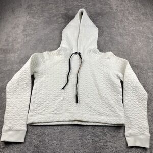 AEROPOSTALE Circle Crop Hoodie Womens Small White Long Sleeve